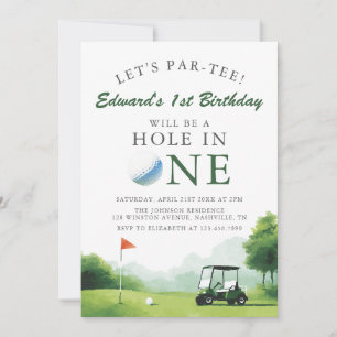 Invitation Anniversaire Par-Tee Golf Buggy Fun 1 an