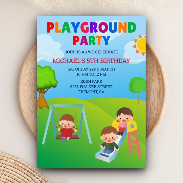 Invitation Anniversaire Parc pour Enfants Mignons  (Créateur téléchargé)