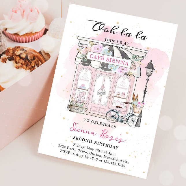 Invitation Anniversaire Paris Café Parisien Goûter Anniversai (Créateur téléchargé)