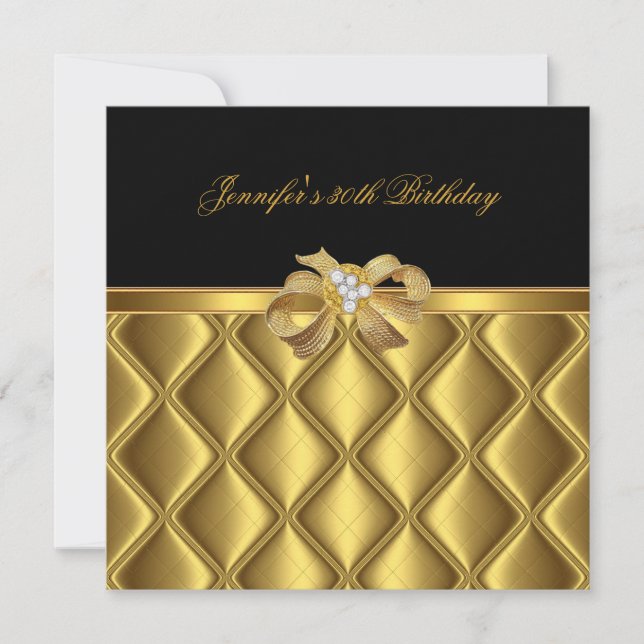 Invitation Anniversaire Party Gold Tile Trier Black Diamond (Devant)