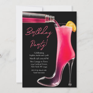 Invitation Anniversaire Party-Stiletto et cocktails