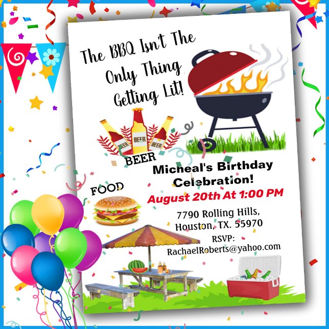 Invitation Anniversaire Pas Seulement Pour Le BBQ  (Créateur téléchargé)
