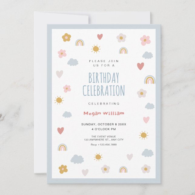 Invitation Anniversaire pastel (Devant)