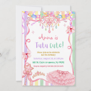 Invitation Anniversaire Pastel Coloré Fantaisie Tutu