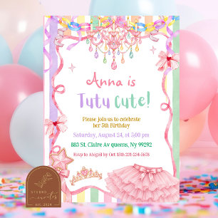 Invitation Anniversaire Pastel Coloré Fantaisie Tutu