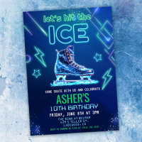 Invitation Anniversaire Patinage sur Glace Neon Gl