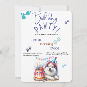 Invitation Anniversaire Pawty American Eskimo Dog Anniversair