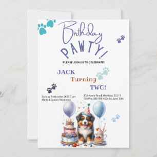 Invitation Anniversaire Pawty Australian Shepherd Dog Anniver