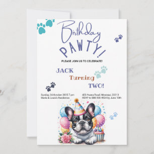 Invitation Anniversaire Pawty French Bulldog Birthday
