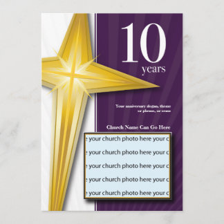 Invitation Anniversaire personnalisable d'église de 10 ans
