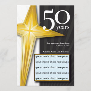 Invitation Anniversaire personnalisable d'église de 50 ans