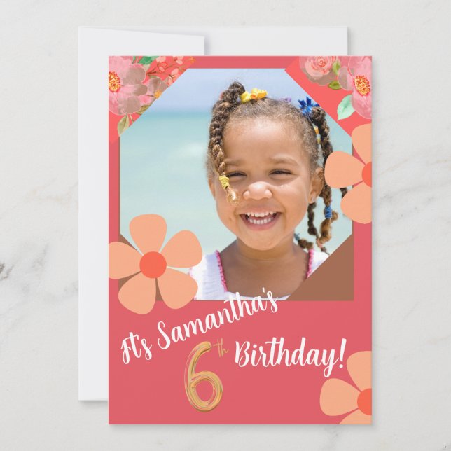 Invitation Anniversaire - Personnalisable - Floral (Devant)