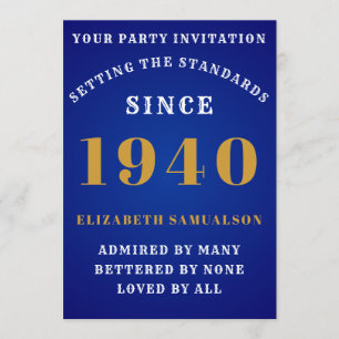 Invitation Anniversaire personnalisé 1940 Ajouter votre nom B