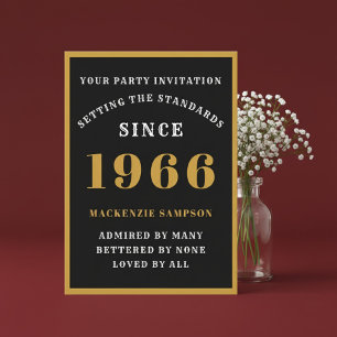 Invitation Anniversaire Personnalisé 60 Ans 1966 Élégant Noir