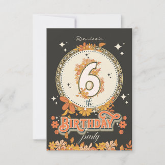 Invitation Anniversaire personnalisé 6 ans Fleur groovy