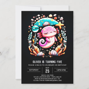 Invitation Anniversaire personnalisé de Boho Axolotl