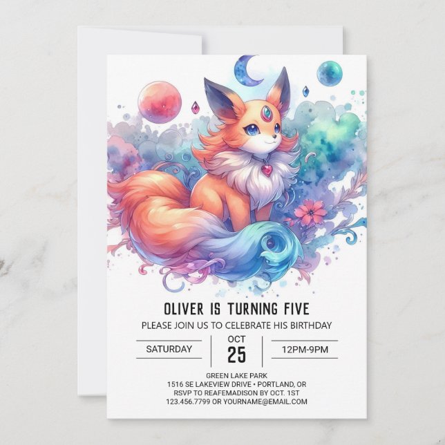 Invitation Anniversaire personnalisé de la Renard Boho (Devant)