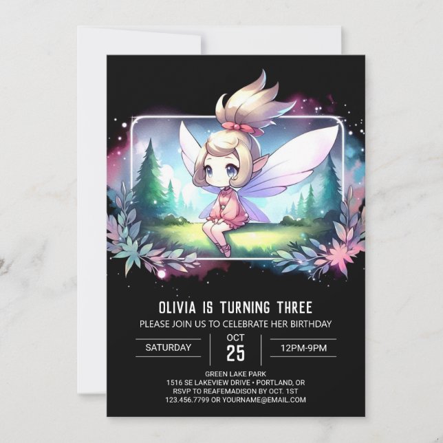 Invitation Anniversaire Personnalisé De Petites Fées (Devant)