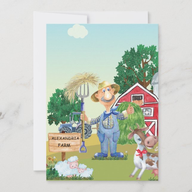 Invitation Anniversaire personnalisé du vieux MacDonald (Devant)