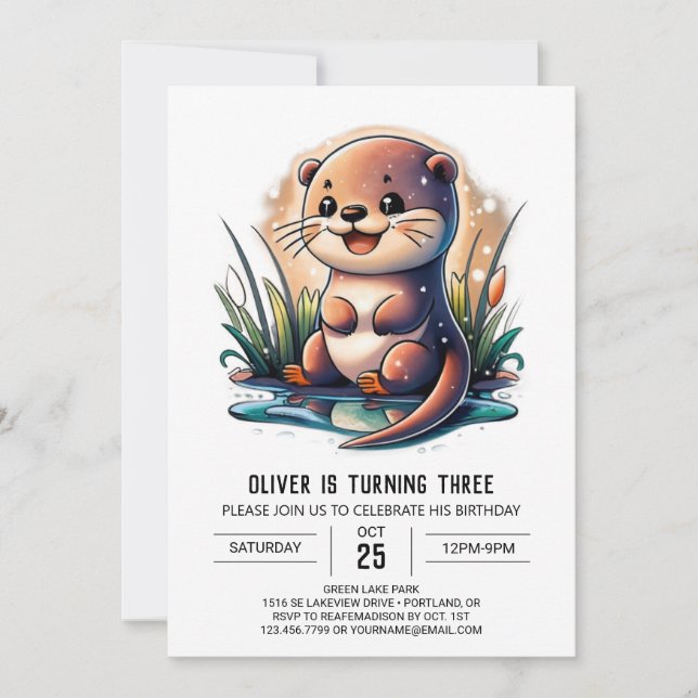 Invitation Anniversaire Personnalisé Magic Otter (Devant)
