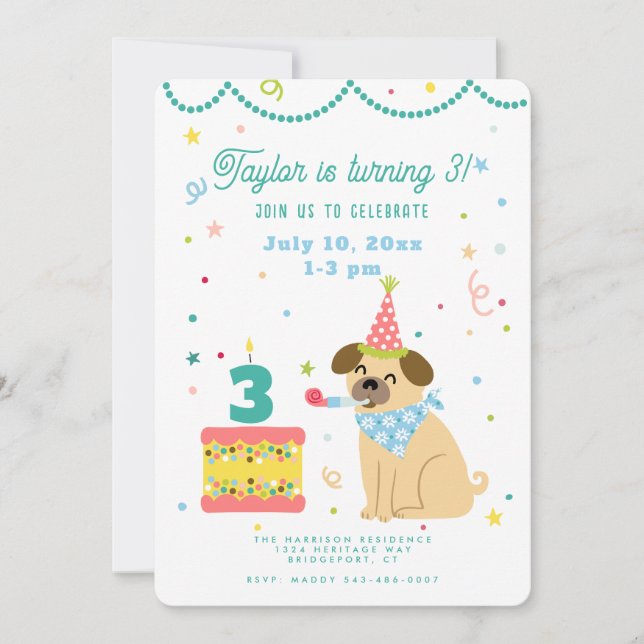 Invitation Anniversaire personnalisé pour enfants (Devant)