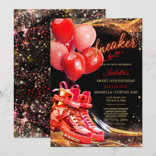 Invitation Anniversaire personnalisé Red Gold Sneaker Ball