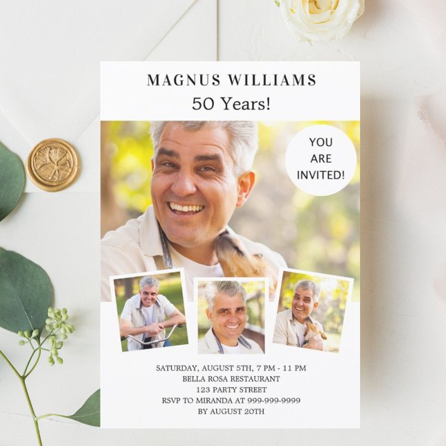 Invitation Anniversaire photo collage blanc (Créateur téléchargé)