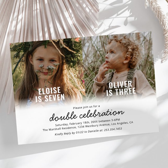 Invitation anniversaire photo conjointe moderne (Créateur téléchargé)