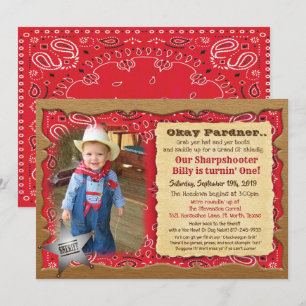 Invitation anniversaire Photo Cowboy pour tout âge