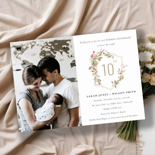 Invitation Anniversaire photo de la crête de Fleur sauvage Du (Créateur téléchargé)