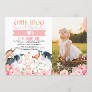 Invitation anniversaire photo ferme florale rose