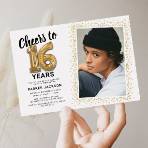 Invitation anniversaire photo Golden Sweet 16