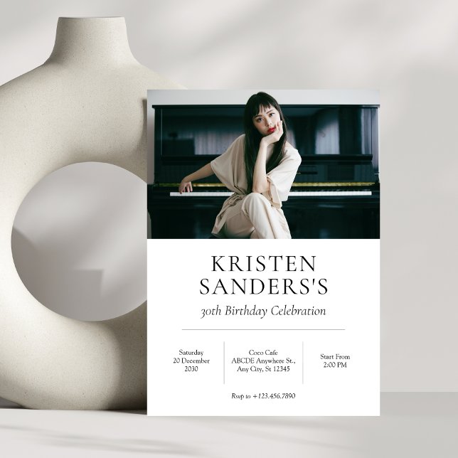 Invitation Anniversaire photo minimaliste moderne (Créateur téléchargé)