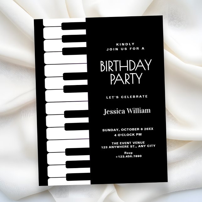 Invitation Anniversaire piano  (Créateur téléchargé)