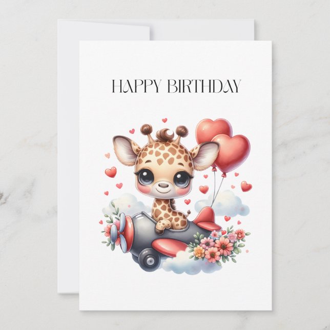 Invitation Anniversaire Pilote Girafe (Devant)