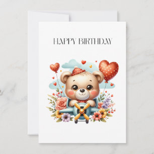 Invitation Anniversaire Pilote Ours en Peluche