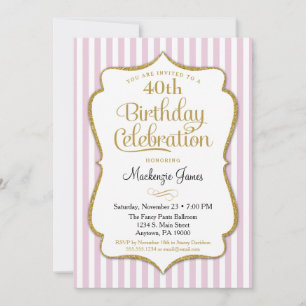 Invitation Anniversaire Pink Gold Adult Ado Tween