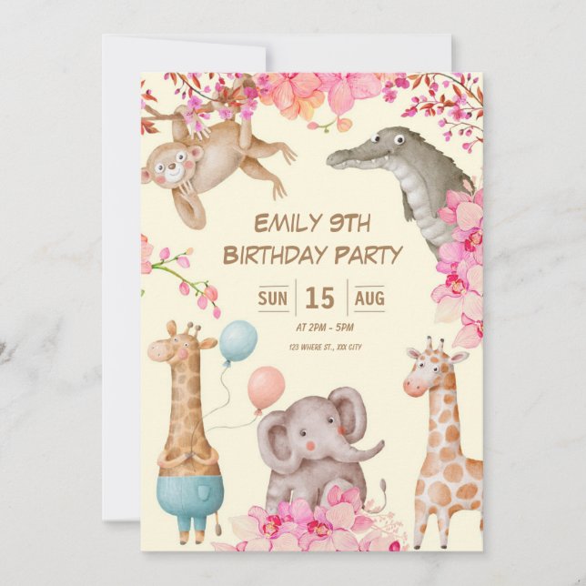 Invitation Anniversaire Pink Jouer (Devant)