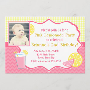 Invitation Anniversaire Pink Lemonade 5x7 Carte ph