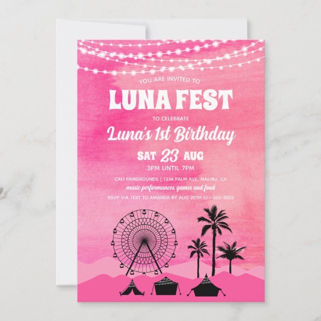 Invitation Anniversaire Pink Music Festival (Devant)