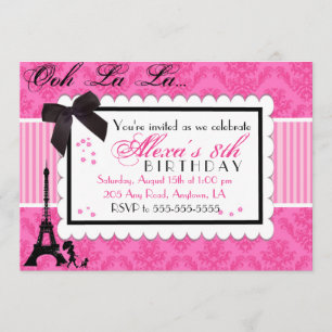 Invitation anniversaire Pink Paris Damask