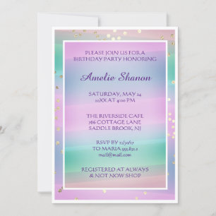 Invitation Anniversaire Pink Pastel Confetti Photo