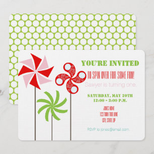 Invitation Anniversaire Pinwheel (fille) - Imprime