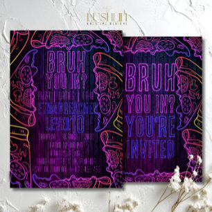 Invitation Anniversaire Pizza Neon Fun Glow Party 