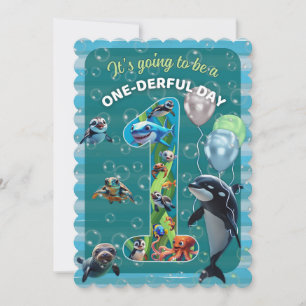 Invitation anniversaire plate à festons One-derful