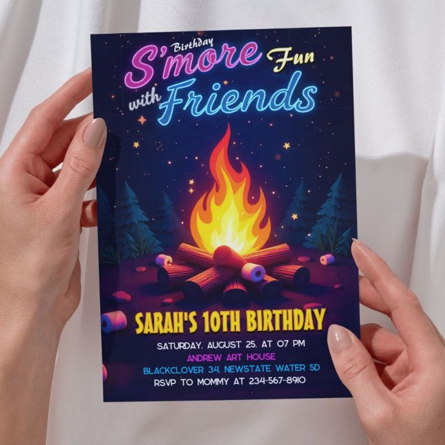 Invitation Anniversaire Plus Amusant Avec Ami - Cosy Camping  (Smore fun friend)