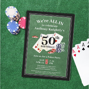 Invitation Anniversaire Poker Card Party N'importe quel âge