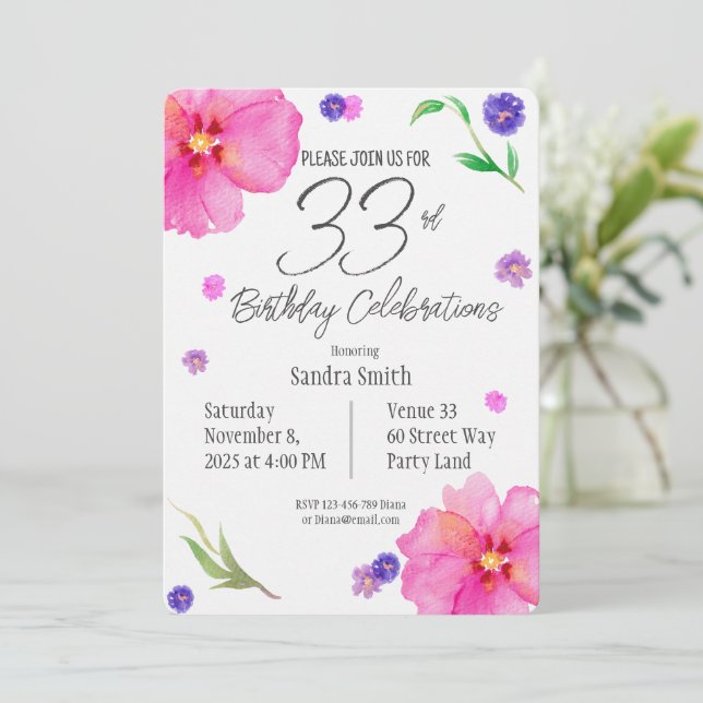 Invitation anniversaire pour | 33e partie | Design (Debout devant)