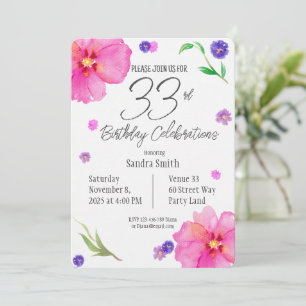 Invitation anniversaire pour 33e partie Design