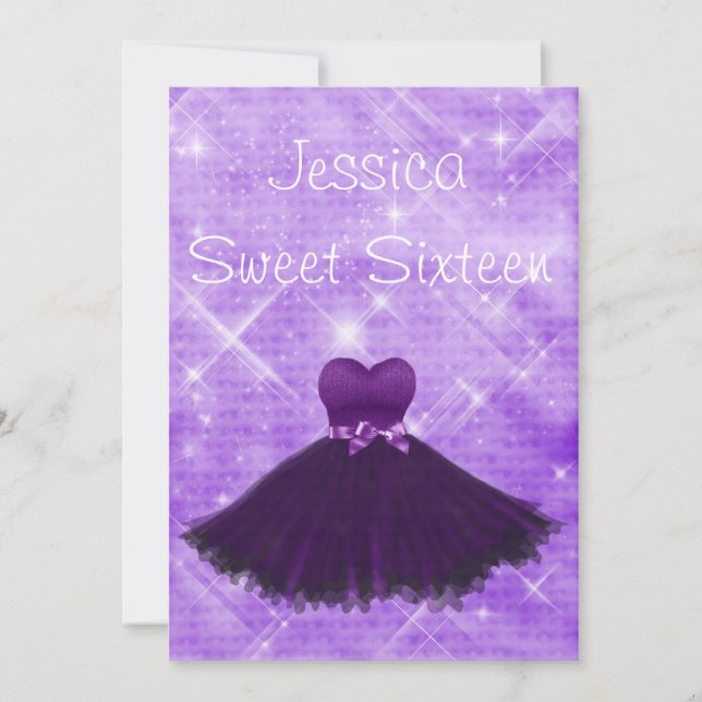 Invitation Anniversaire pourpre de parties scintillantes (Devant)